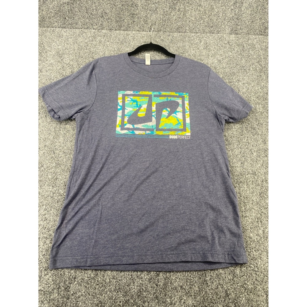 Dude Perfect T Shirt Mens Medium Blue Graphic Tee DP Logo Bella Canvas 2610